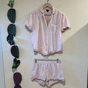 GapBody‎ Pink Gingham Pajama Set Size Extra Small- Short - Button Down- Cotton
